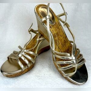 Tommy Hilfiger, gold wedges
